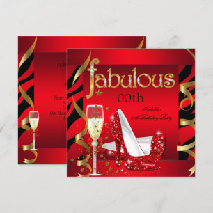Invitation Fabulous Red Champagne Party Black Zebra -> Fabulo