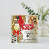 Invitation Fabulous Red Gold Cream Black Masquerade Party (Debout devant)