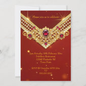 Invitation Fabulous Red Gold Diamonds Elegant Birthday Party (Dos)