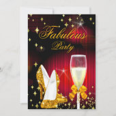 Invitation Fabulous Red Gold Parties scintillant High Heels P (Devant)