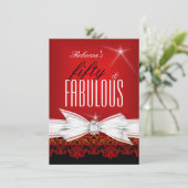 Invitation Fabulous Red Lace Black 50e anniversaire fête (Debout devant)