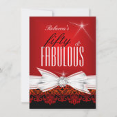 Invitation Fabulous Red Lace Black 50e anniversaire fête (Devant)