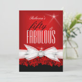 Invitation Fabulous Red Lace Black 50e anniversaire fête 2 (Debout devant)