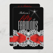 Invitation Fabulous Red Lace Black 50e fête d'anniversaire 5 (Devant / Derrière)