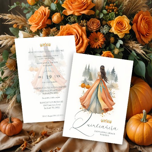 Invitation Fabulous Seasonal Fall Landscape Spanish XV Años