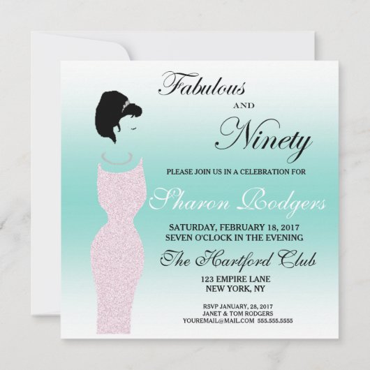 Invitation Fabulous Tiara Party à 90 90e anniversaire (Dos)