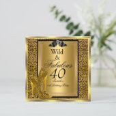 Invitation Fabulous Wild 40 40e fête d'anniversaire Gold Leop (Debout devant)