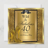 Invitation Fabulous Wild 40 40e fête d'anniversaire Gold Leop (Devant)