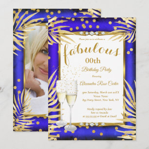 Invitation Fabulueuses Paumes Dorées Champagne Bleu Royal Soi