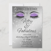 Invitation Fabulux 50 ans yeux noirs et violets Gl (Devant)