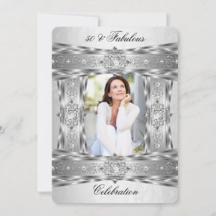 Invitation Fabulux 50 Élégant Diamant Gemme Argent Blanc Phot