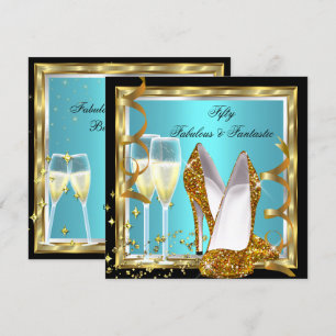 Invitation Fabulux 50 Fantastique Anniversaire Bleu Turquoise