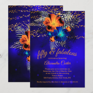Invitation Fabulux 50 Lueur bleue Hibiscus orange Anniversair