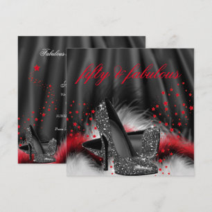 Invitation Fabulux 50 Talons Rouges Noirs Fête d'Anniversaire