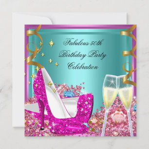 Invitation Fabulux 50ème Anniversaire Talons Hauts Rose Turqu
