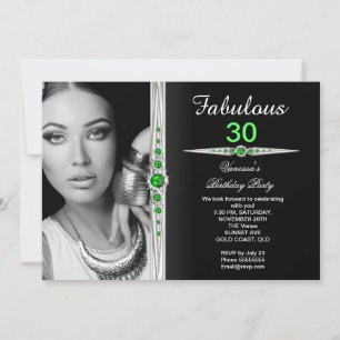 Invitation Fabulux Anniversaire Photo Fête Vert Citron Noir 2