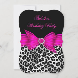 Invitation Fabulux Anniversaire Rose Chaud Léopard Noir 3