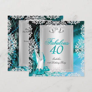 Invitation Fabulux chaussures bleu sarcelle pour 40ème annive