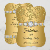 Invitation Fabulux Or Damask Diamant fête d'anniversaire 2 (Devant / Derrière)