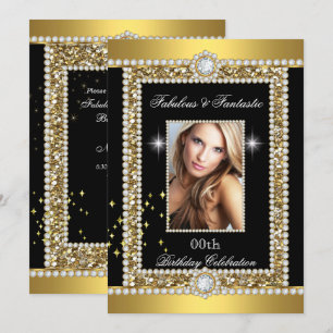 Invitation Fabulux Or Noir Glamour Hollywood Diamant