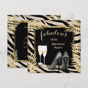 Invitation Fabulux Paumes dorées beige zèbre Champagne Fête