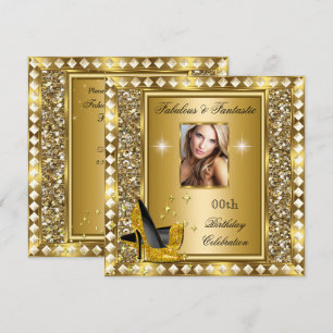 Invitation Fabulux Photo Or Glitz Glamour Anniversaire Hollyw