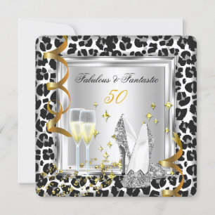 Invitation Fabulux Talons Argent 50 Léopard Or Anniversaire 2
