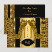 Invitation Fabulux Talons Hauts 50 Léopard Or Guépard Soirée (Devant / Derrière)