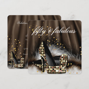 Invitation Fabulux Talons Hauts Chocolat Brun Doré 50 Ans Ann