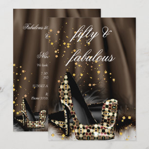 Invitation Fabulux Talons Hauts Chocolat Brun Doré 50 Ans Ann
