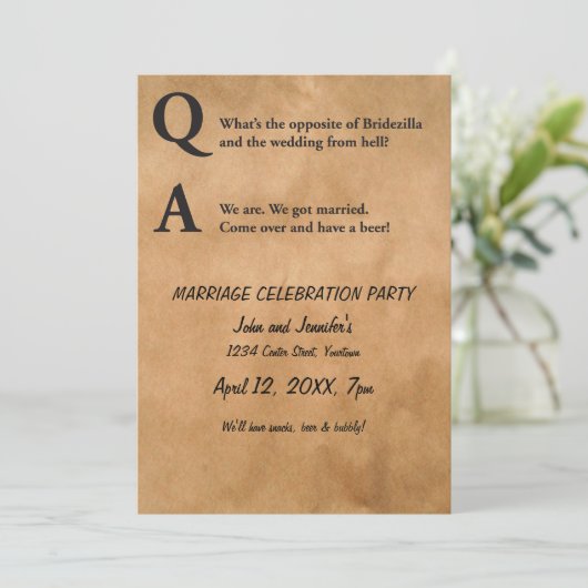 Invitation Face à l'invitation du parti Mariage Bridezilla (Debout devant)
