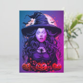 Invitation Face dans le trou Halloween sorcière (Debout devant)