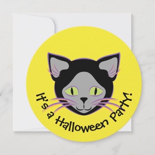 Invitation Face de chat noir Halloween (Devant)