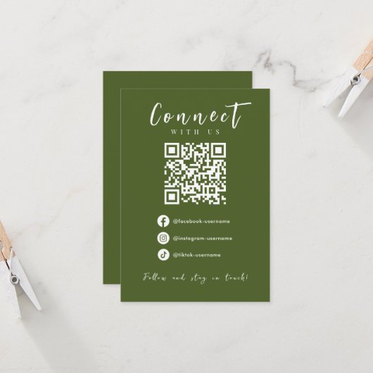 Invitation Facebook Instagram Tiktok Moss Green QR Code (Devant/Arrière en situation)