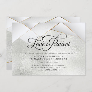 Invitation Facettes blanches en or gelé Mariage reportées