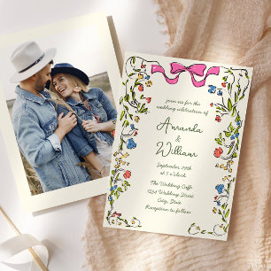 Invitation Fâcheuse main dessinée Scribble Retro Mariage Phot