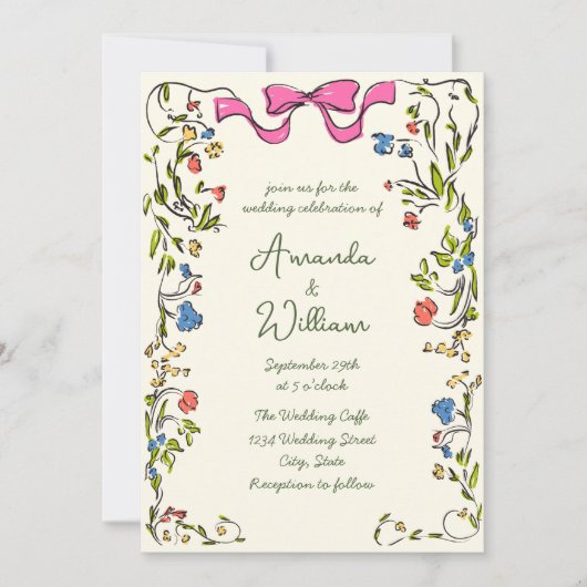 Invitation Fâcheuse main dessinée Scribble Retro Mariage Phot (Devant)