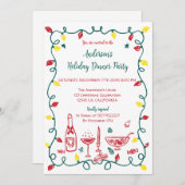 Invitation Fâcheuse main tiré Whimsical Christmas Party (Devant / Derrière)