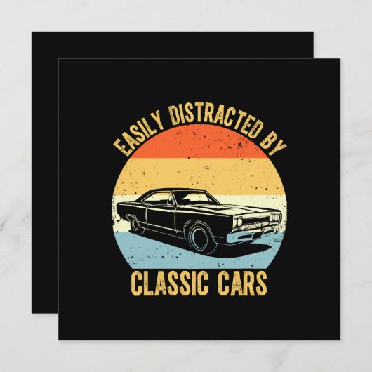 Invitation Facilement Distrait Par Les Voitures Classiques (Devant / Derrière)