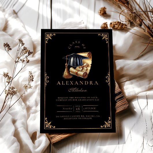 Invitation Faculté de droit Avocat Diplôme Noir moderne