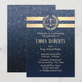 Invitation Faculté de droit Moderne Marine Parties scintillan (Devant / Derrière)