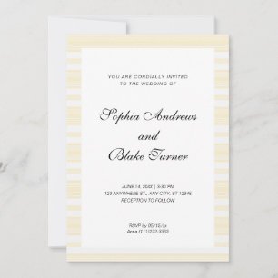 Invitation Faded Yellow and White Stripes Moderne Mariage