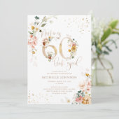 Invitation Faire 60 paraître Bon Anniversaire Botanique Rose  (Debout devant)