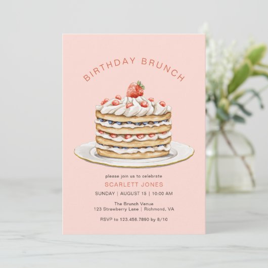 Invitation Faire à la crème rose Pâques | Déjeuner d'annivers (Debout devant)