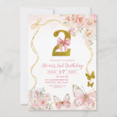 Invitation Faire à la rose papillon deuxième anniversaire (Devant)
