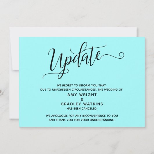 Invitation Faire annonce d'annulation de mariage bleu clair é (Devant)