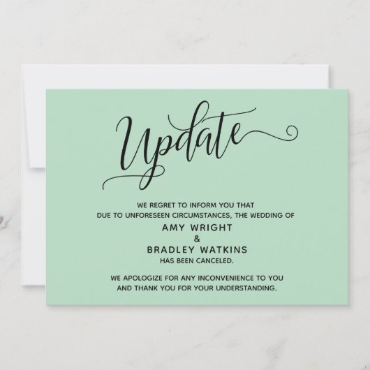 Invitation Faire annonce d'annulation de mariage Menthe glacé (Devant)
