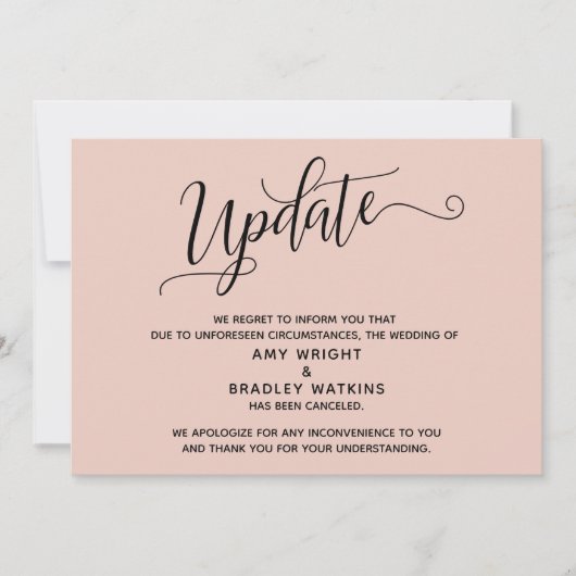 Invitation Faire Annonce d'annulation de mariage Rose Pâle Él (Devant)