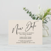 Invitation Faire annonce de date de crème Nouveau Calligraphi (Debout devant)
