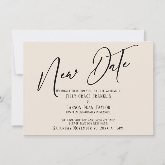 Invitation Faire annonce de date de crème Nouveau Calligraphi (Devant)